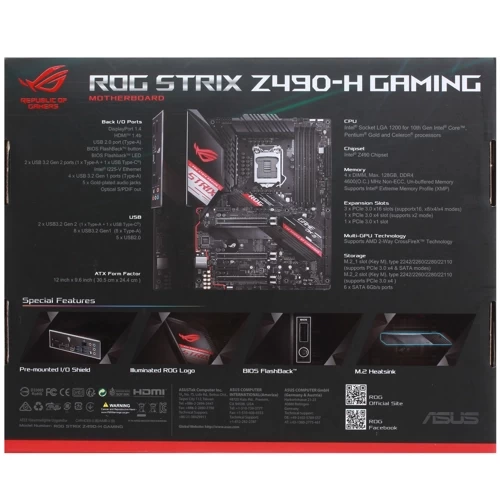 Материнская плата ASUS ROG STRIX Z490-H GAMING