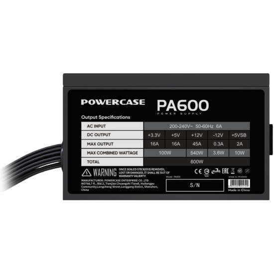 Блок питания Powercase 600W PA600 Black (PA-600SI)