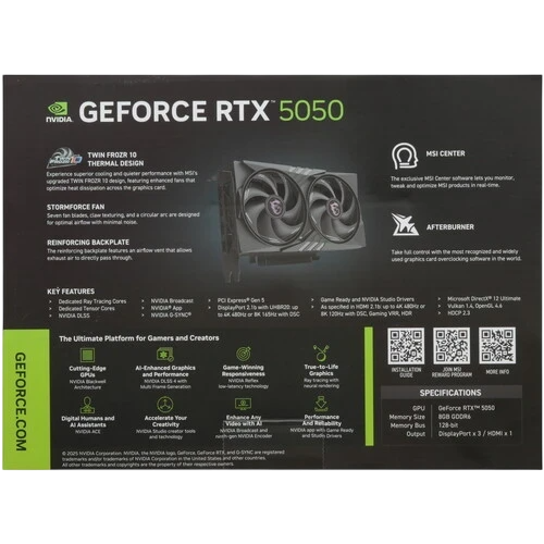 Видеокарта MSI (G5050-8G) GeForce RTX 5050 8G GAMING