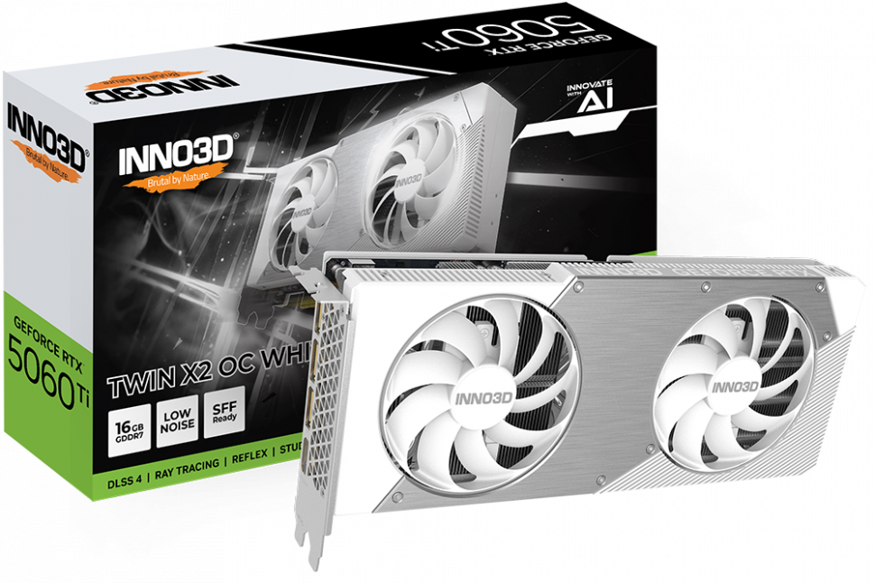 Видеокарта INNO3D (N506T2-16D7X-191073W) GeForce RTX 5060 Ti 16GB TWIN X2 WHITE ОС