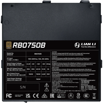 Блок питания Lian Li 750W BX0750B Black (G9P.BX0750B.B000.RU) 16 Pin (PCIe 5.1 Connector Cable Details)