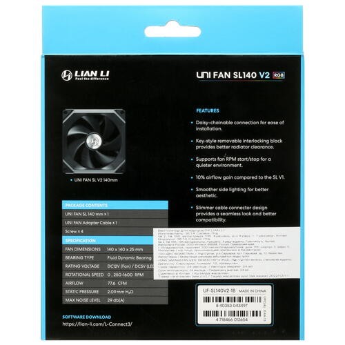 Вентилятор для корпуса Lian Li UNI FAN SL140 V2 ARGB Black G99.14SLV21B.R0 PWM