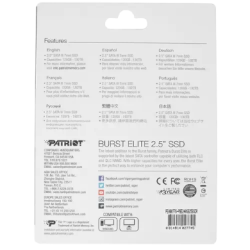 Твердотельный накопитель Patriot 240 Gb BURST Elite (PBE240GS25SSDR)