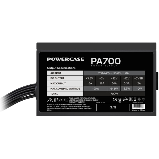 Блок питания Powercase 700W PA700 Black (PA-700SI)