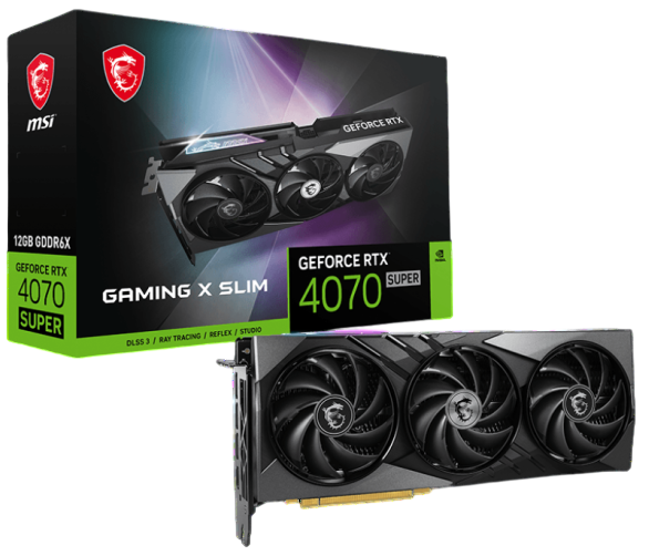 Видеокарта MSI (RTX 4070 SUPER 12G GAMING X SLIM) GeForce RTX 4070 SUPER 12GB GAMING X SLIM