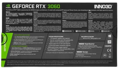 Видеокарта INNO3D (N30602-12D6-119032AH) GeForce RTX 3060 12GB TWIN X2