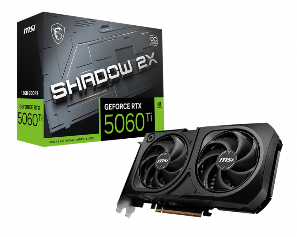 Видеокарта MSI (G506T-16S2CP) GeForce RTX 5060 Ti 16G SHADOW 2X OC PLUS