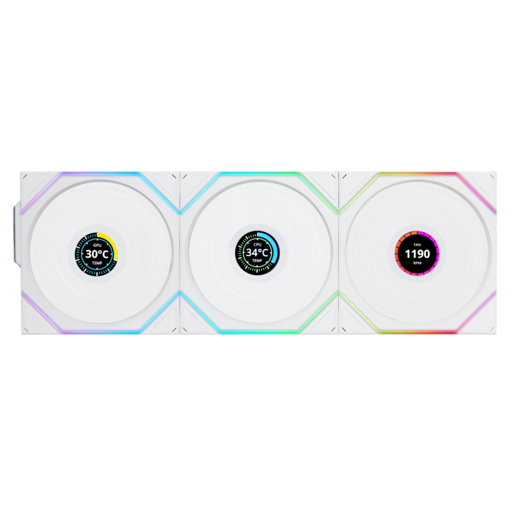 Комплект вентиляторов для корпуса Lian Li UNI FAN TL WIRELESS LCD 120 12TLLCD1W3W ARGB White (G99.12TLLCD1W3W.R0)