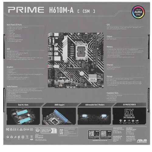 Материнская плата ASUS PRIME H610M-A-CSM 90MB1G20-M0EAYC
