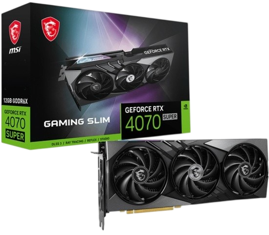 Видеокарта MSI (RTX 4070 SUPER 12G GAMING SLIM) GeForce RTX 4070 SUPER 12GB GAMING SLIM