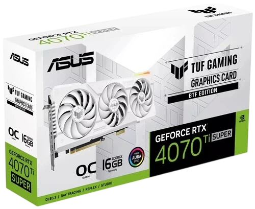 Видеокарта ASUS (TUF-RTX4070TIS-O16G-BTF-WHITE) GeForce RTX 4070 TI SUPER 16GB WHITE OC (90YV0KI0-M0NA00)