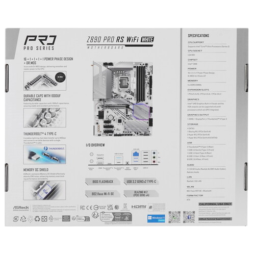 Материнская плата ASRock Z890 PRO RS WIFI WHITE