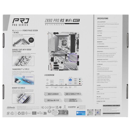 Материнская плата ASRock Z890 PRO RS WIFI WHITE