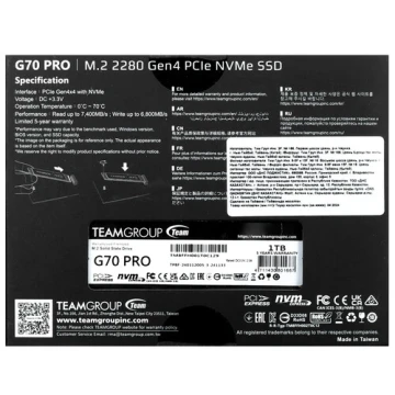 Твердотельный накопитель TeamGroup 1000 Gb T-FORCE G70 PRO (TM8FFH001T0C129)