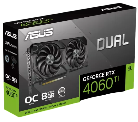 Видеокарта ASUS (DUAL-RTX4060TI-O8G-EVO) GeForce RTX 4060 TI 8GB DUAL EVO Black OC (90YV0J49-M0NA00)