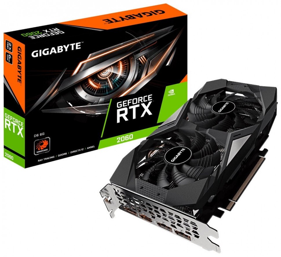 Видеокарта GIGABYTE (GV-N2060D6-6GD) GeForce RTX 2060 6Gb D6