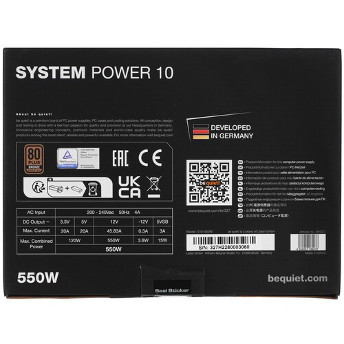 Блок питания Be Quiet! 550W SYSTEM POWER 10 BN327