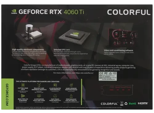 Видеокарта Colorful (RTX 4060 Ti NB DUO 16GB-V) GeForce RTX 4060 Ti 16GB NB DUO 16GB-V