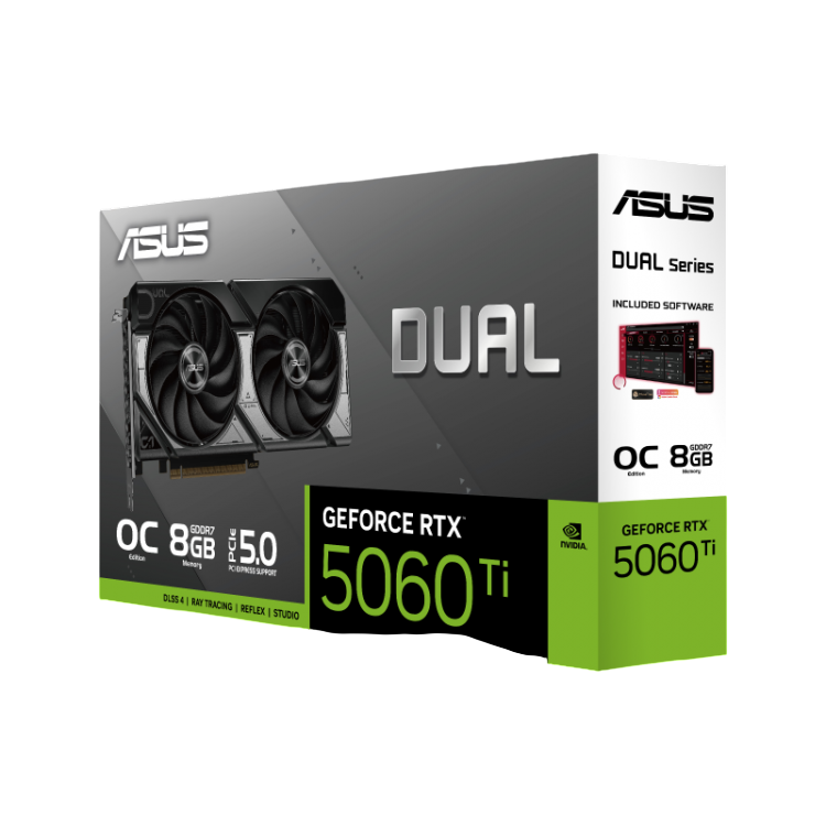 Видеокарта ASUS (DUAL-RTX5060TI-O8G) GeForce RTX 5060 Ti 8GB DUAL OC (90YV0MP2-M0NA00)