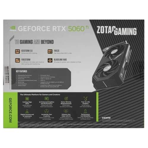 Видеокарта ZOTAC (ZT-B50620H-10M) GeForce RTX 5060 Ti 16GB Twin Edge OC