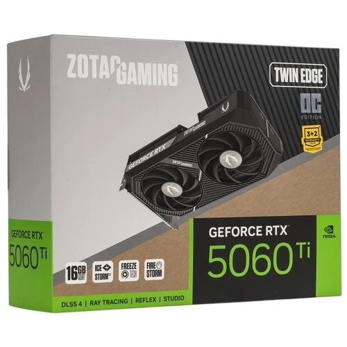 Видеокарта ZOTAC (ZT-B50620H-10M) GeForce RTX 5060 Ti 16GB Twin Edge OC