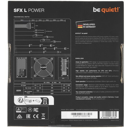 Блок питания Be Quiet! 600W POWER SFX L BN239