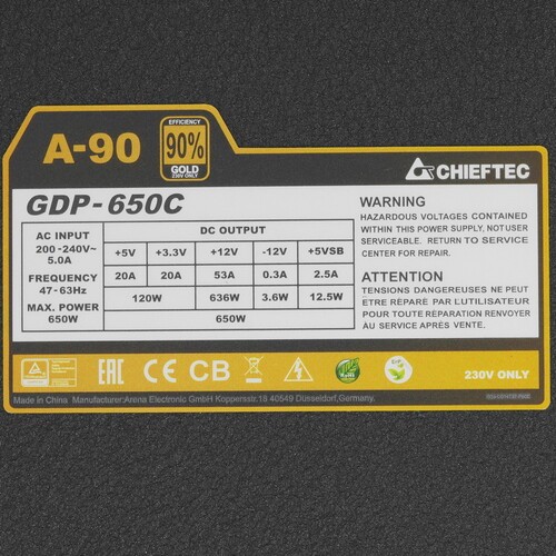 Блок питания Chieftec 650W GDP-650C A-90