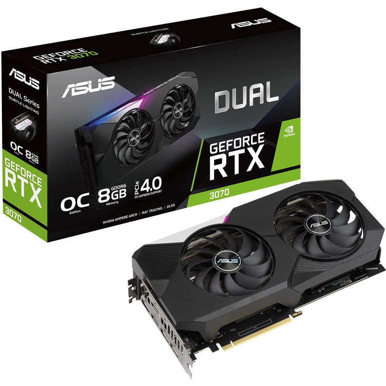 Видеокарта ASUS (DUAL-RTX3070-O8G) GeForce RTX 3070 8GB DUAL OC