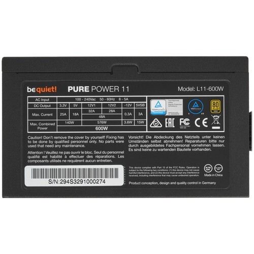 Блок питания Be Quiet! 600W PURE POWER 11 BN294