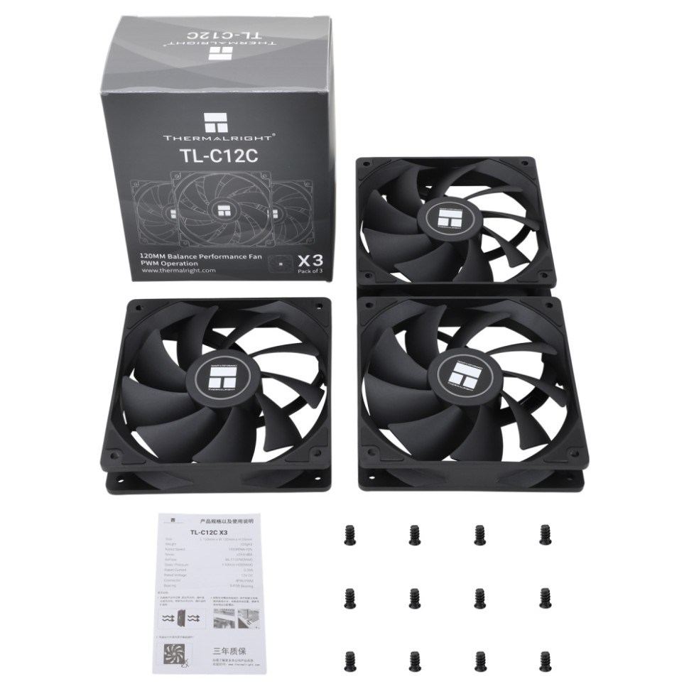 Комплект вентиляторов для корпуса Thermalright TL-C12C Black (TRTLC12C.3P)