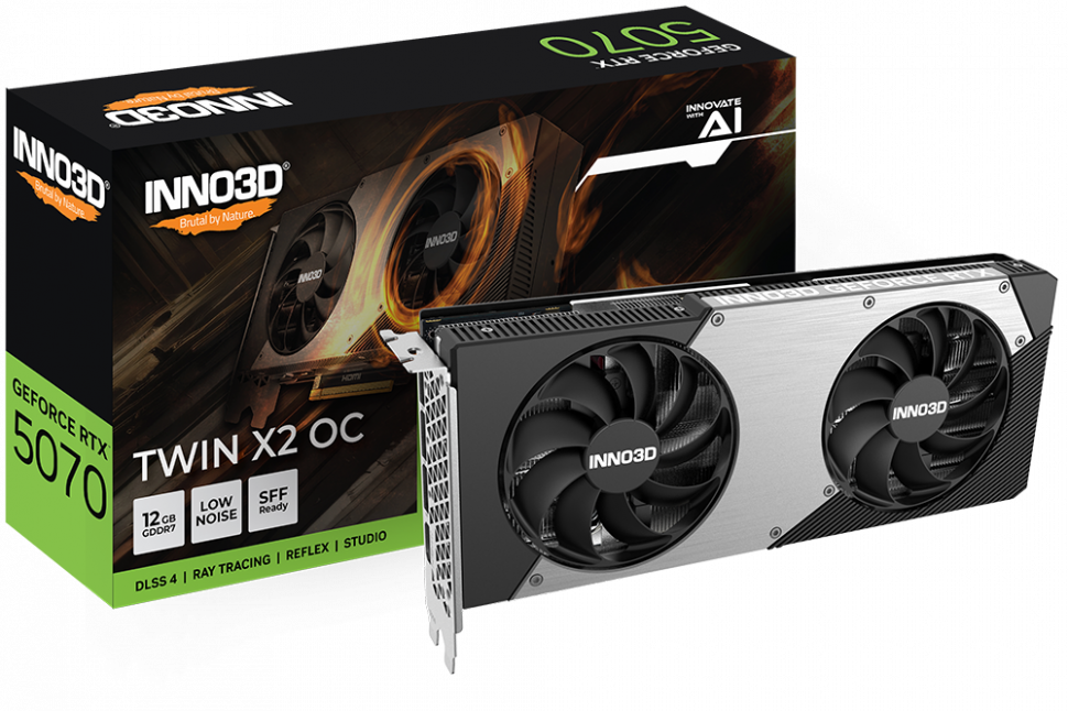 Видеокарта INNO3D (N50702-12D7X-195064N) GeForce RTX 5070 12GB TWIN X2 ОС
