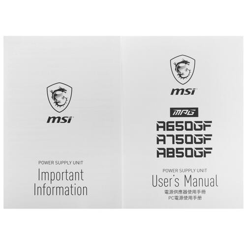 Блок питания MSI 750W MPG A750GF 306-7ZP0B11-CE0
