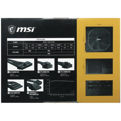 Блок питания MSI 750W MPG A750GF 306-7ZP0B11-CE0