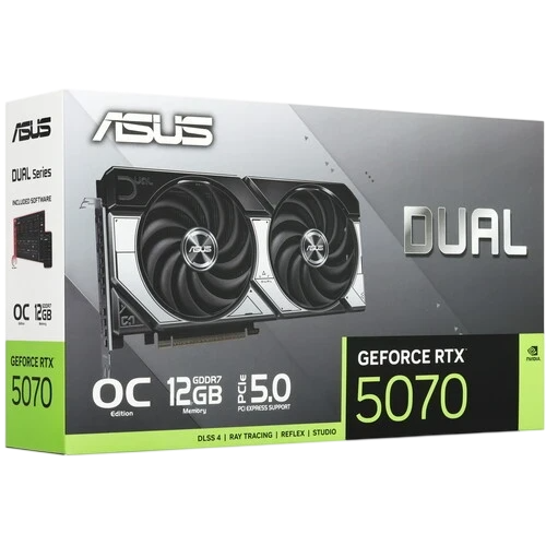 Видеокарта ASUS (DUAL-RTX5070-O12G) GeForce RTX 5070 12GB DUAL OC (90YV0M17-M0NA00)