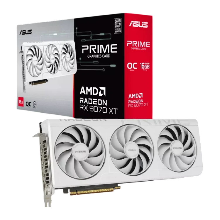 Видеокарта ASUS (PRIME-RX9070XT-O16G-WHITE) Radeon RX 9070 XT 16GB PRIME OC WHITE (90YV0L75-M0NA00)