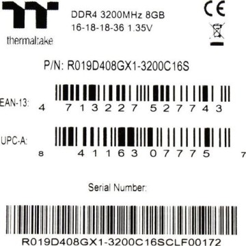 Оперативная память 8 Gb 3200 MHz Thermaltake TOUGHRAM Z-ONE RGB (R019D408GX1-3200C16S)