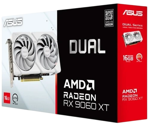 Видеокарта ASUS (DUAL-RX9060XT-16G-WHITE) Radeon RX 9060 XT 16GB DUAL WHITE (90YV0LG3-M0NA00)