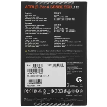 Твердотельный накопитель Gigabyte 1000 Gb AORUS Gen4 5000E AG450E1024-G