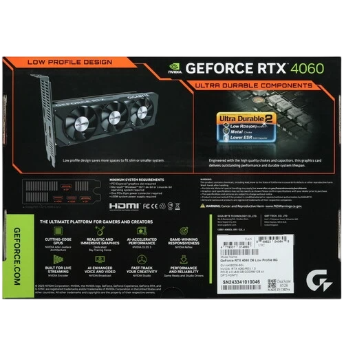Видеокарта Gigabyte (GV-N4060D6-8GL) GeForce RTX 4060 8GB