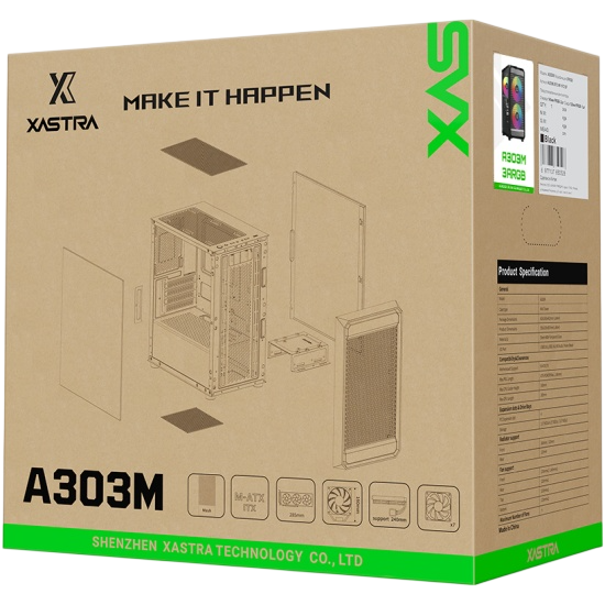 Компьютерный корпус XASTRA A303M 3ARGB-C6 TG Black (A303M-2FC14A-1FC12A-C6-D)