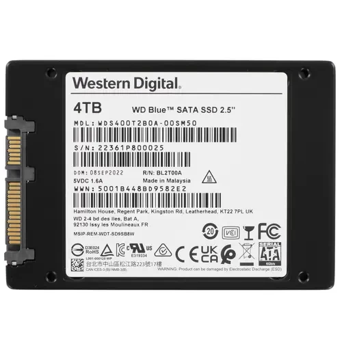 Твердотельный накопитель Western Digital 4000 Gb Blue WDS400T2B0A