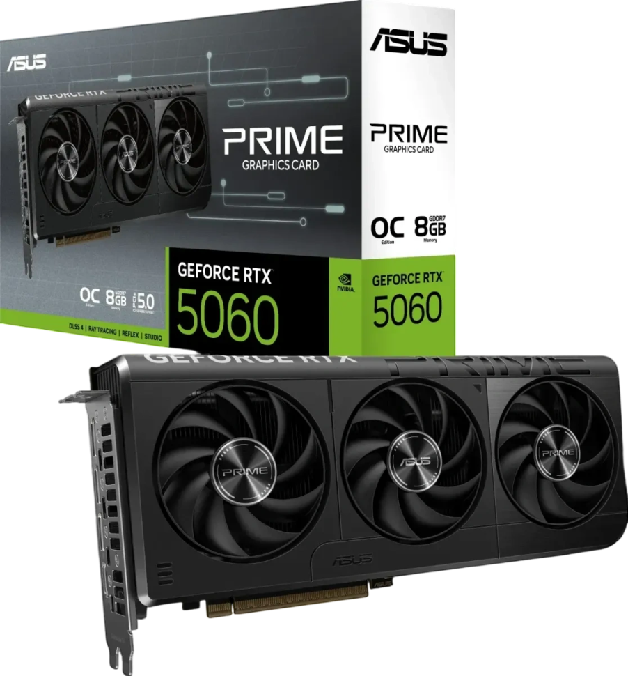 Видеокарта ASUS (PRIME-RTX5060-O8G) GeForce RTX 5060 8GB PRIME OC (90YV0N10-M0NA00)
