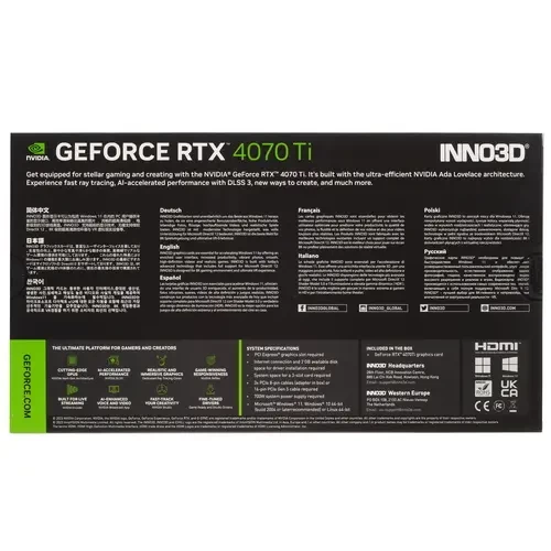 Видеокарта INNO3D (C407T3-126XX-186148H) GeForce RTX 4070 Ti 12GB ICHILL X3