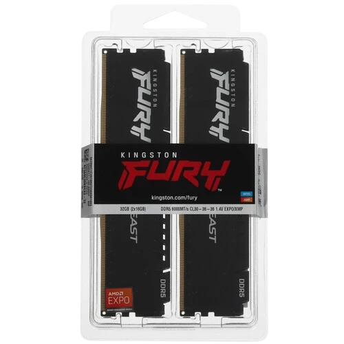 Оперативная память 32 Gb 6000 MHz Kingston FURY Beast Black (KF560C30BBEK2-32)