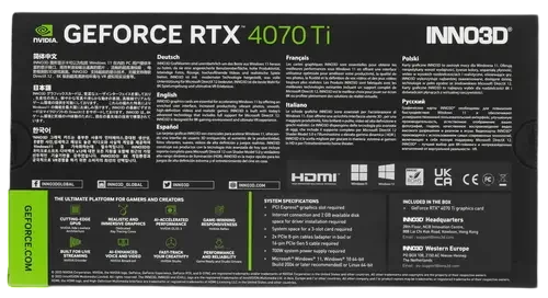 Видеокарта INNO3D (N407T3-126XX-186148N) GeForce RTX 4070 Ti 12GB X3 OC