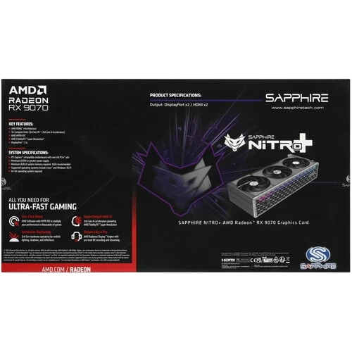 Видеокарта Sapphire (11349-01-20G) Radeon RX 9070 16GB NITRO+ OC
