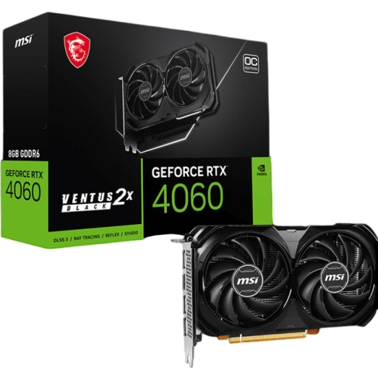 Видеокарта MSI (RTX 4060 VENTUS 2X BLACK 8G OC) GeForce RTX 4060 8GB VENTUS 2X OC Black
