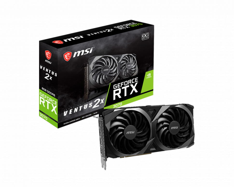 Видеокарта MSI (RTX 3070 VENTUS 2X OC) GeForce RTX 3070 8GB VENTUS 2X OC