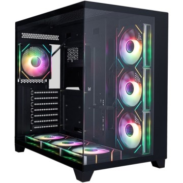 Компьютерный корпус 1STPLAYER MEGAVIEW MV8-TP ARGB Black (MV8-TP-BK-6FC7R-1FC7-HUB2)