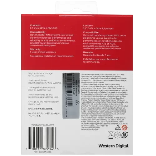 Твердотельный накопитель Western Digital 500 Gb Red (WDS500G1R0A)